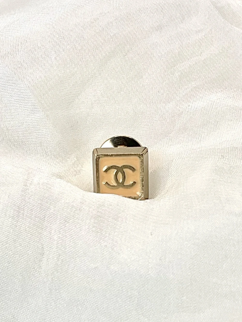 CHANEL Gold Square CC Logo Lapel Pin